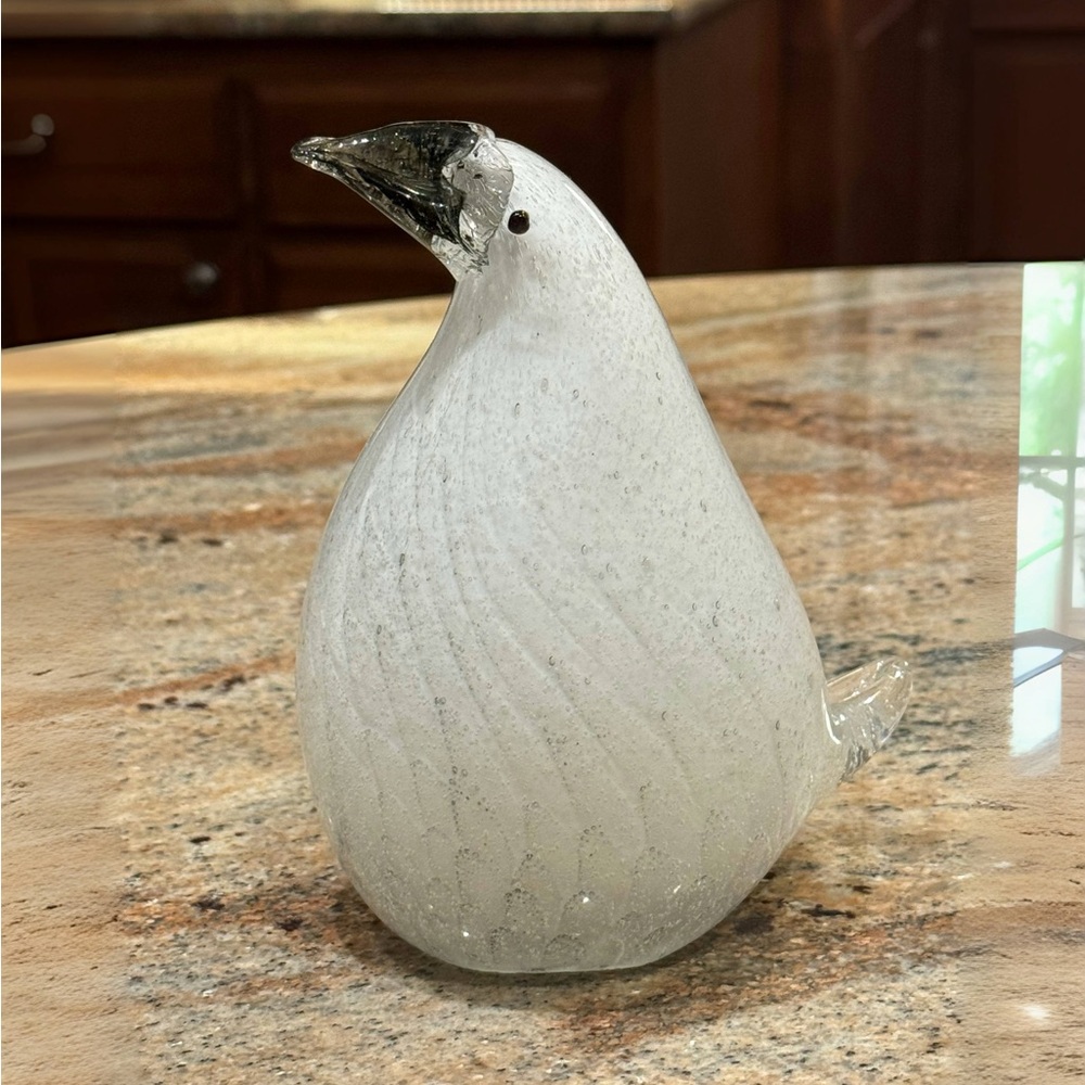 Elegant Glass Bird Figurine - White